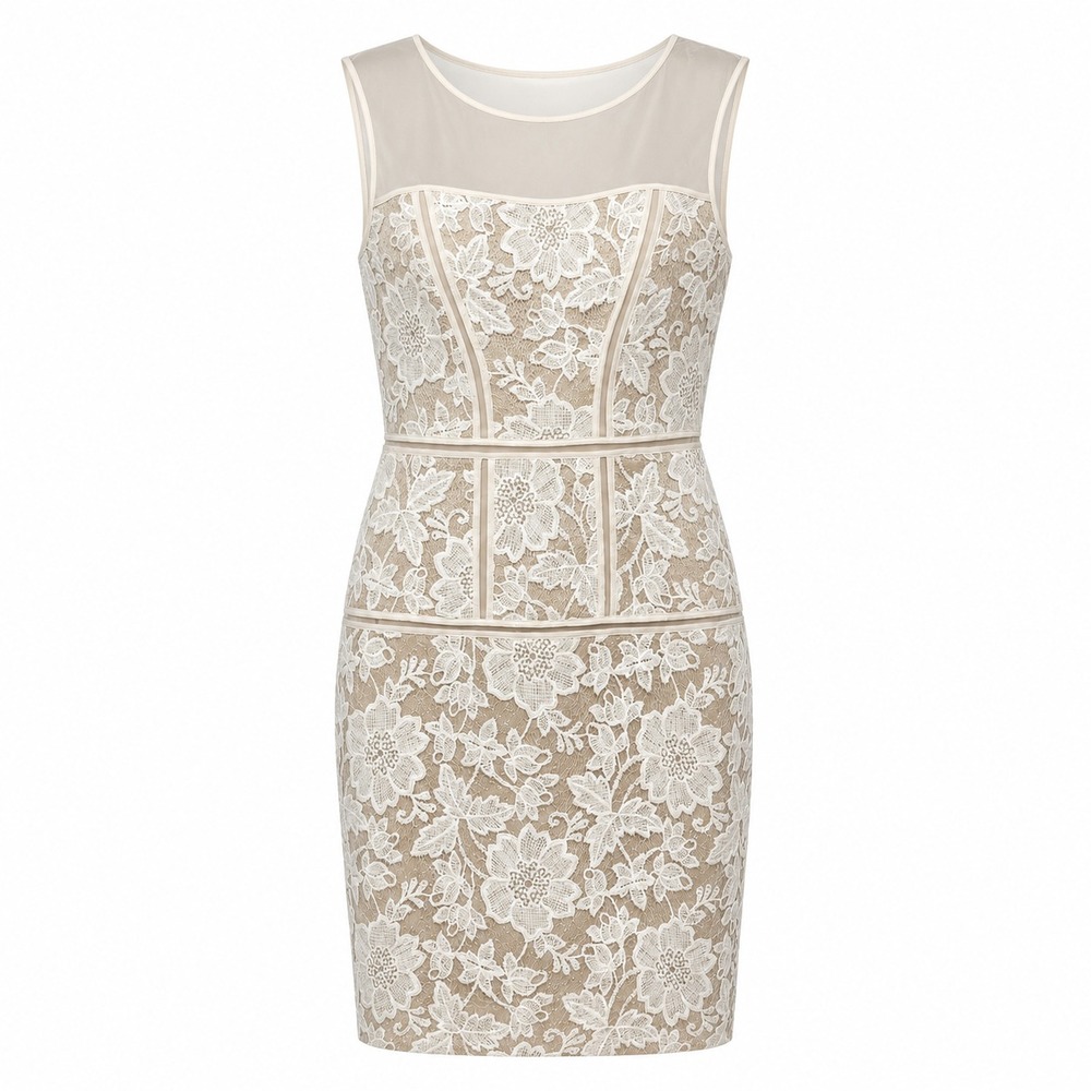 NWT Trina Turk Romantic Lace Silk Blend Sheath Dress Womens Size 2 Quiet Luxury